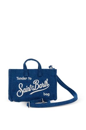 Pouch per smartphone in stile borsa tote in denim blu SAINT BARTH KIDS | PHONE00900436L